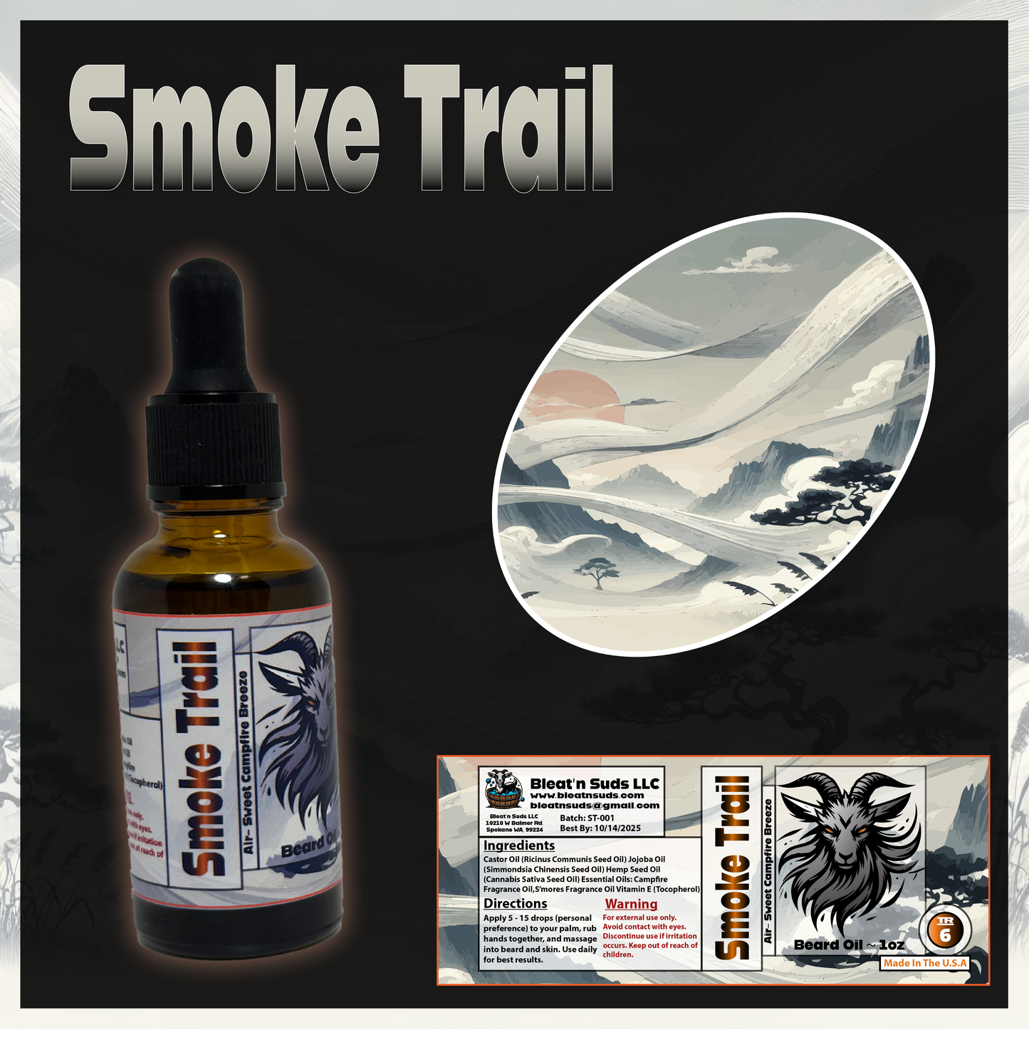 Smoke Trail Beard Oil | Autumn Essence | Bleat'n Suds